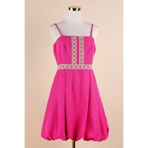 Tommy Hilfiger Hot Pink Mini Dress with Crochet Trim